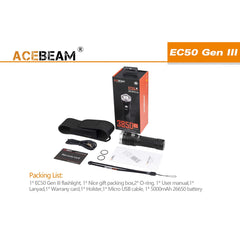 3850 Lumen Flashlight Kit - Usb Rechargeable - Acebeam Ec50 Gen Iii 5000K - Flashlights - Acebeam - Colonel Mustard