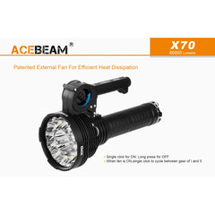 60 000 Lumen Flashlight/searchlight- Acebeam X70 - Flashlights - Acebeam - Colonel Mustard