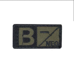 BLOOD TYPE VELCRO PATCH 2" X 1" - OLIVE DRAB / BLACK - Trailfinder