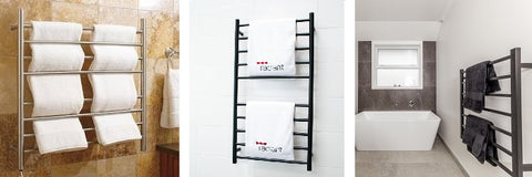 A selection of Heated Towel Rail Ladder designs in Chrome and Matte Black