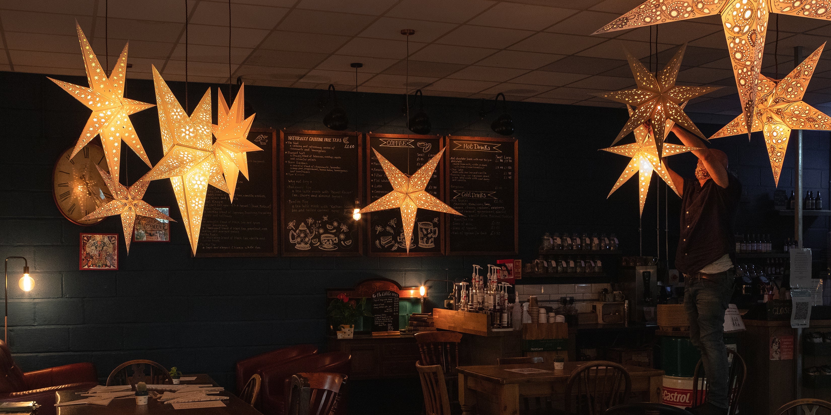 white and grey star lampshade