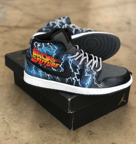 Painted Back to the Future Jordans – B Shoes