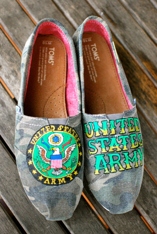 us army, united states army, army toms, camo toms shoes, custom sneakers