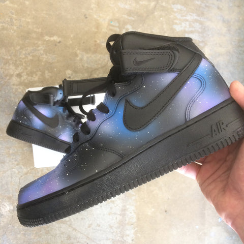 custom shoes, custom sneakers, galaxy nikes, custom nike shoes, galaxy nike af1, hand painted nike shoes