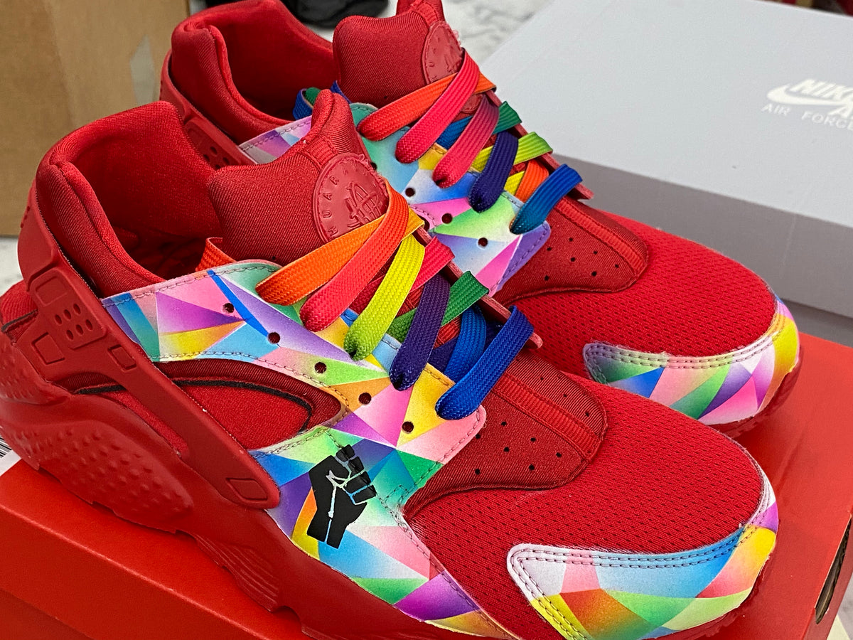 rainbow huaraches black