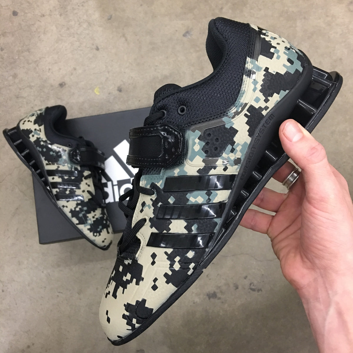 Custom Painted Adidas Adipower Lifters Digital Camo B Street Shoes