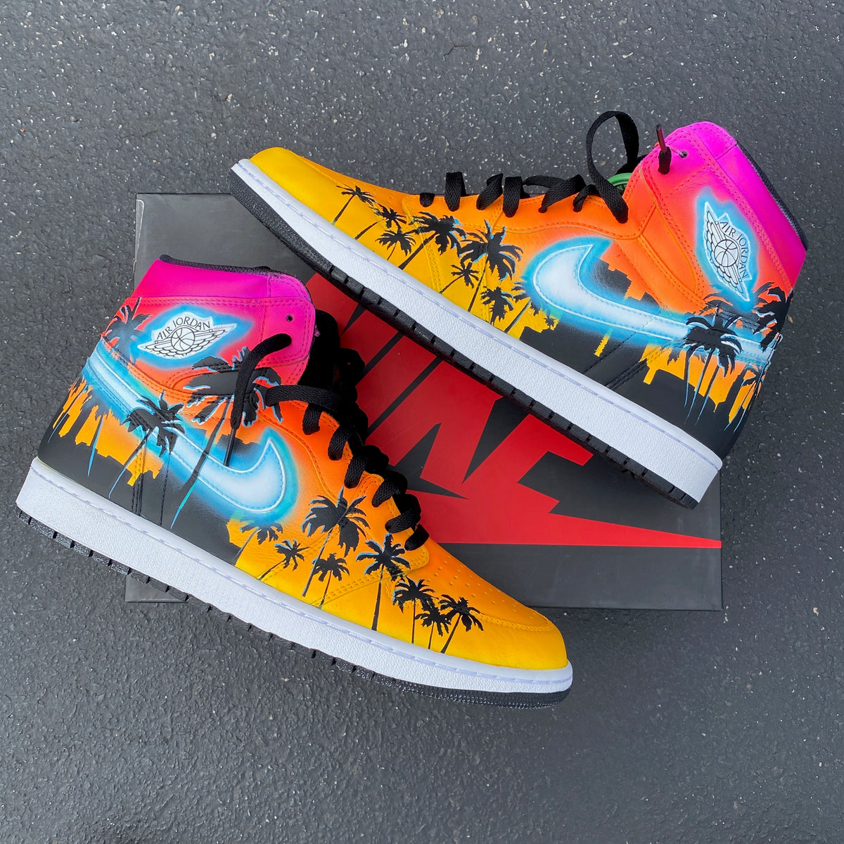 Custom Hand Painted Nike Glowing Miami 