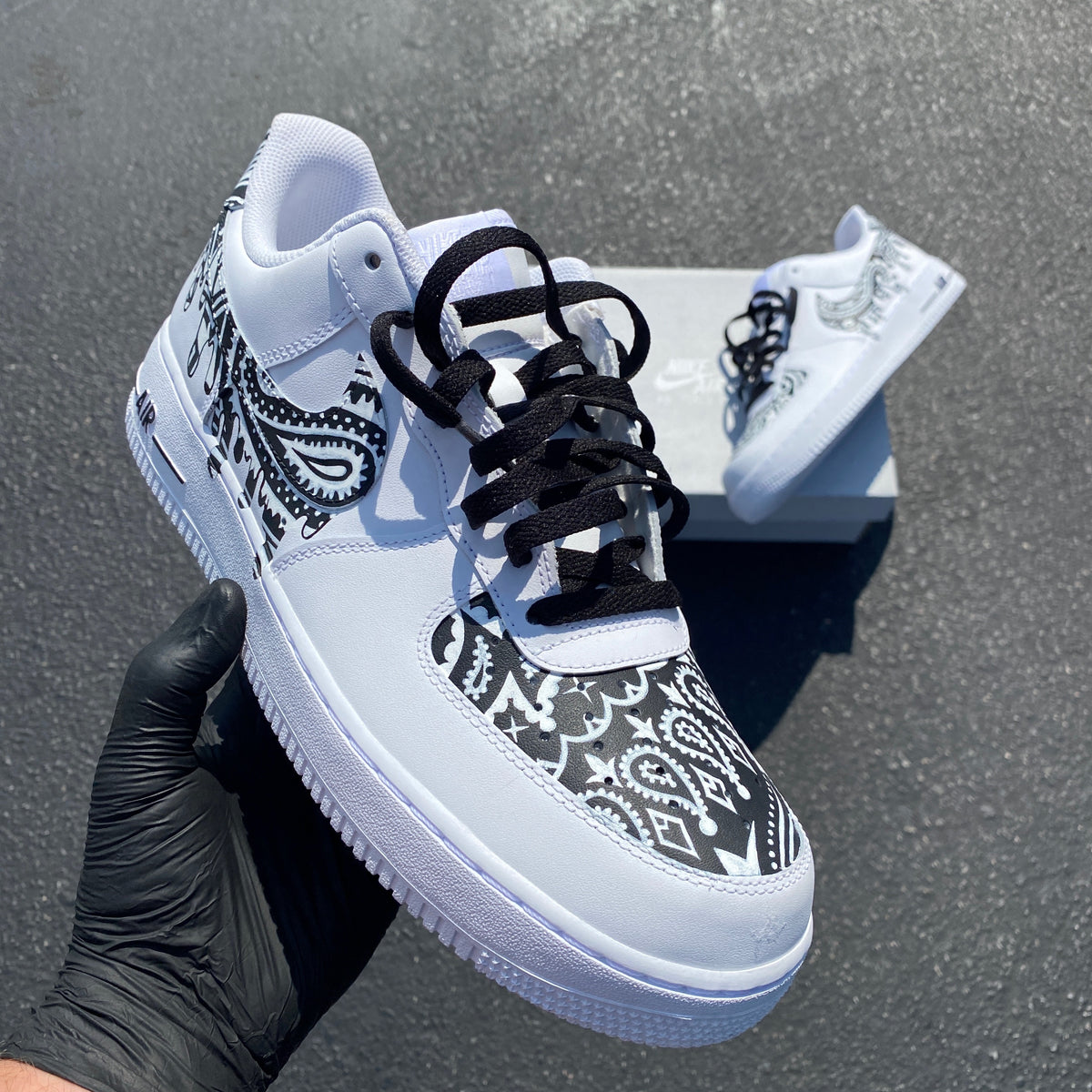 white air forces with bandana