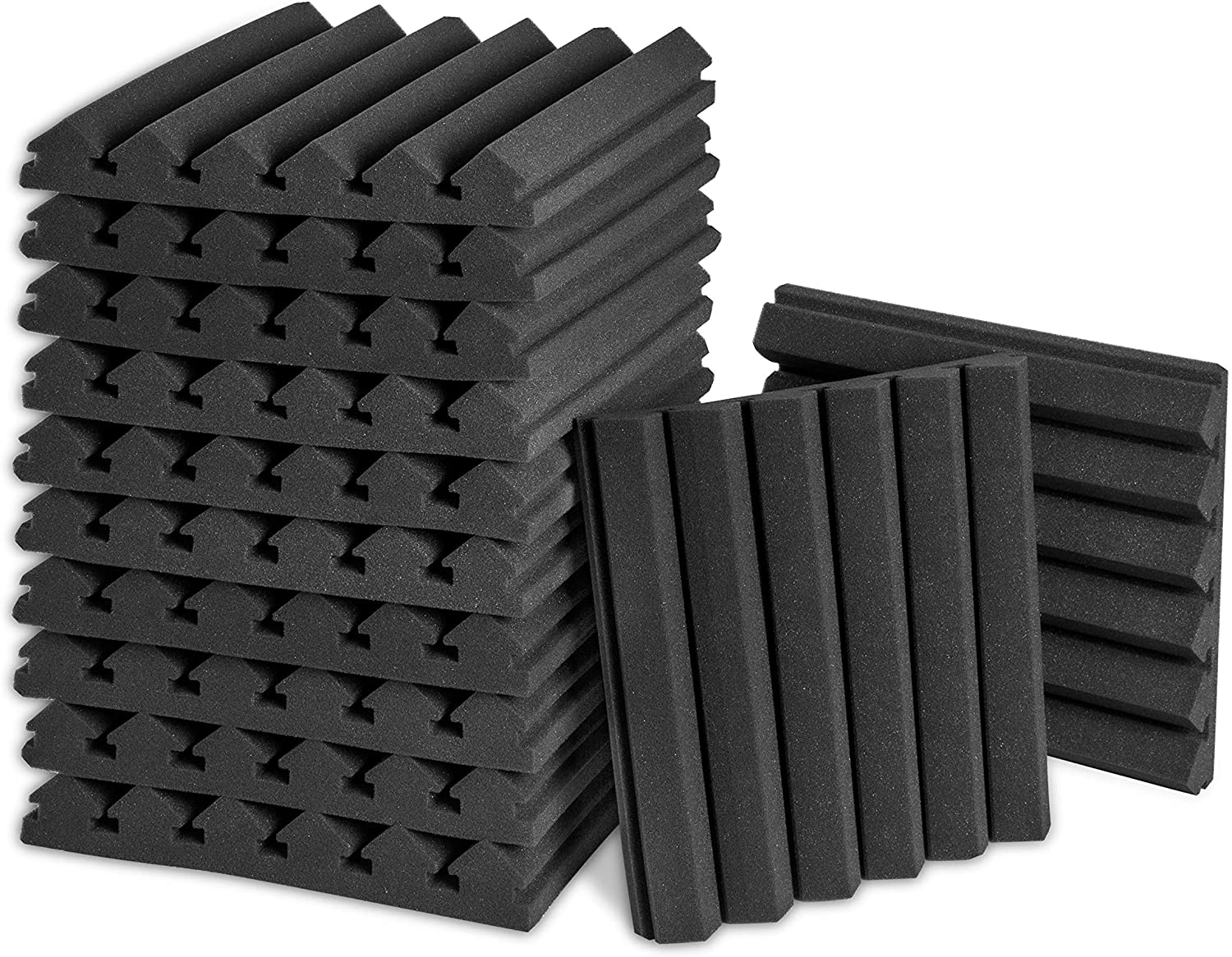 Black&Burgundy YDHTDLHC 48 Pack Acoustic Panels Studio Foam Wedges Fireproof Soundproof Padding Wall Panels 1 X 12 X 12 