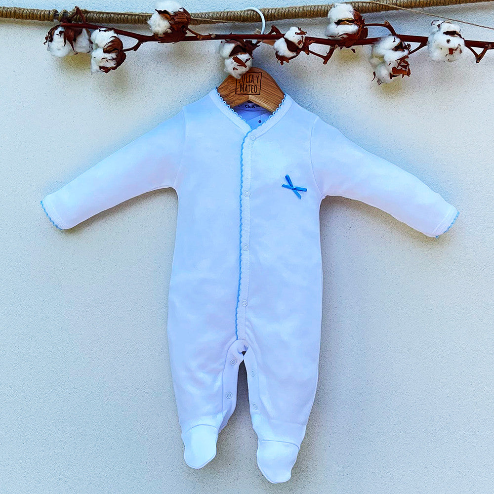 Pijama de recién de algodón color azul Tienda online – JuliayMateo