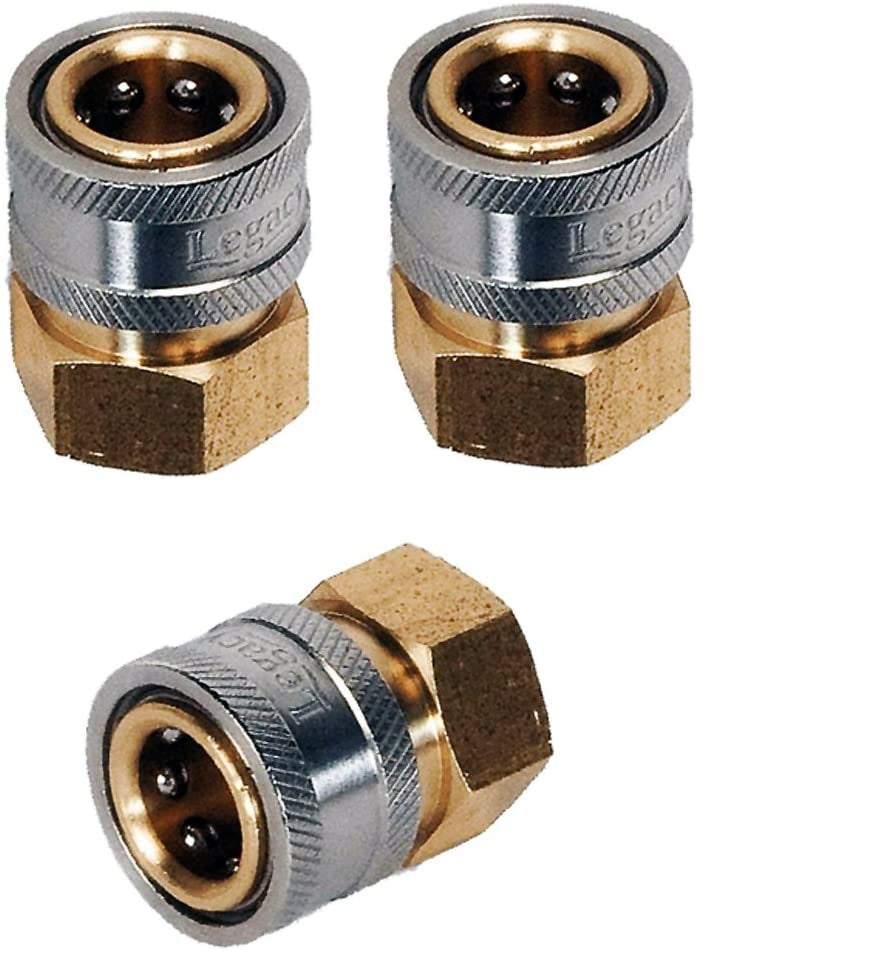 Legacy 9.802-164.0-3PK 4000 PSI 1/4" FPT Pressure Washer Hose Quick Coupler Socket (3 Pack)