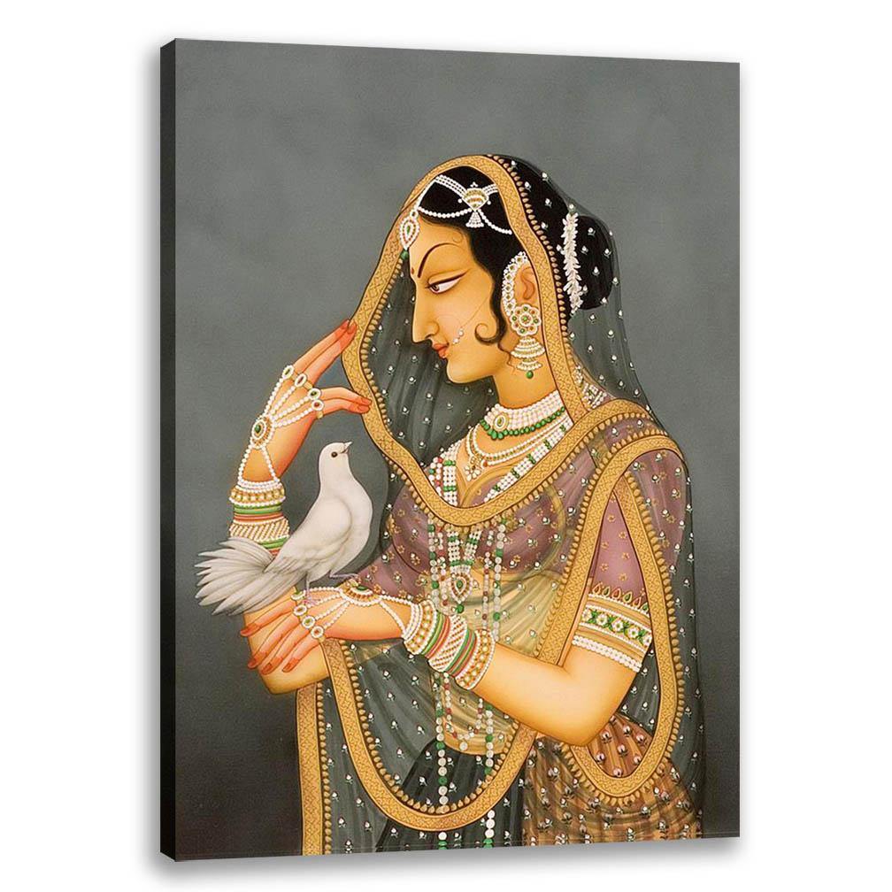 Lady with Pigeon - Bani Thani | Rajasthani Painting | Indian ...