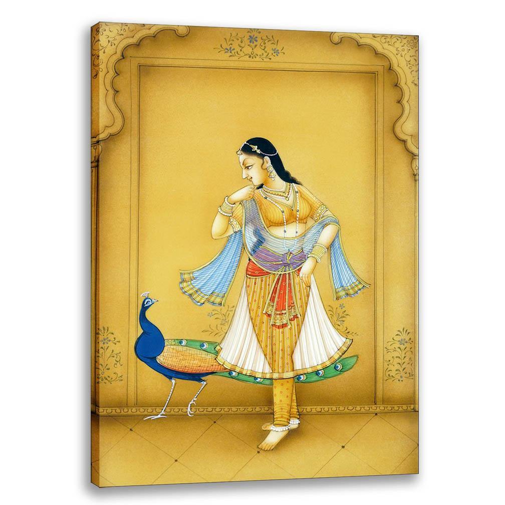 Women with Peacock 4 - Ragini | Rajasthani Painting | Indian ...