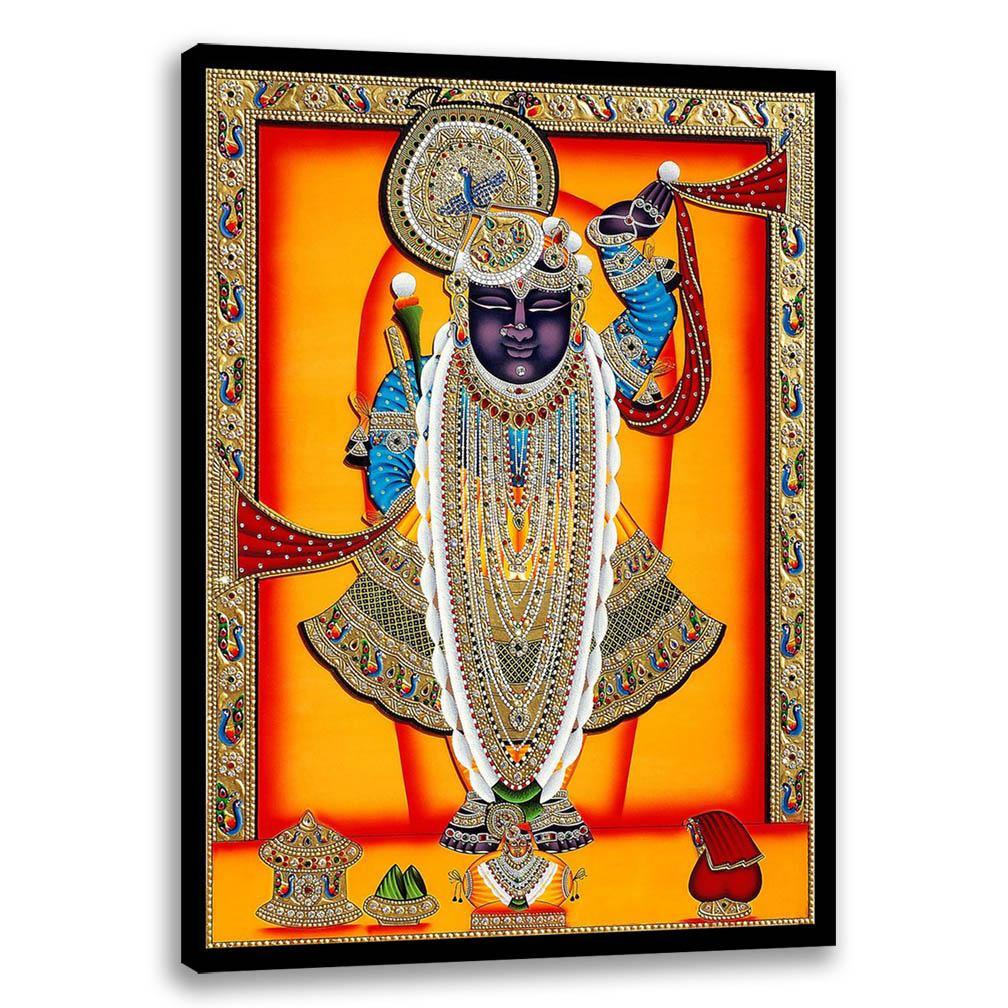 Orange Shreenathji-Canvas Art | God Painting | Indian Traditional ...