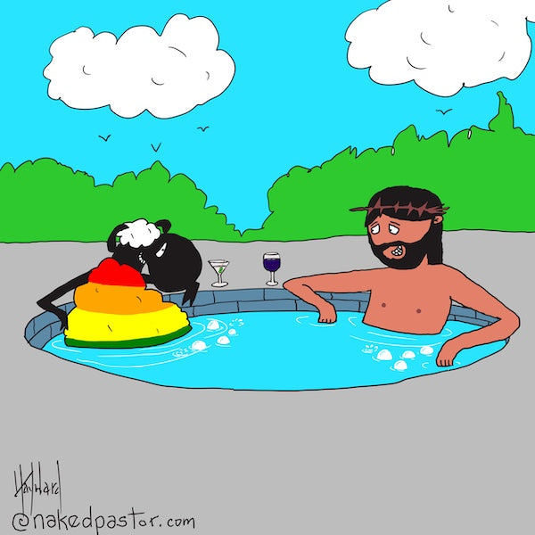Jesus in the LGBTQ Hot Tub Digital Cartoon