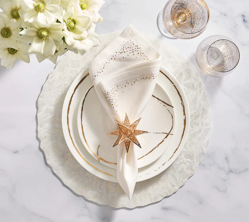 Marbled Placemat in White & Gold, Set of 4