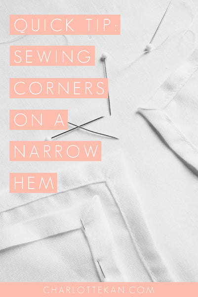 sewing corners on a narrow hem