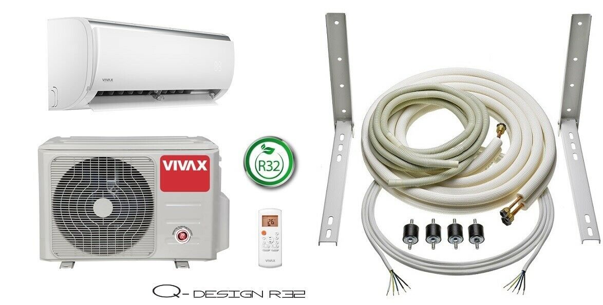VIVAX Q Design+Montage SET 6m 3,82KW 12000BTU Klimagerät Split Klimaanlage