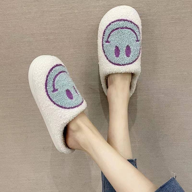 Melody - Retro Smile Face Soft Plush Comfy Warm Slippers