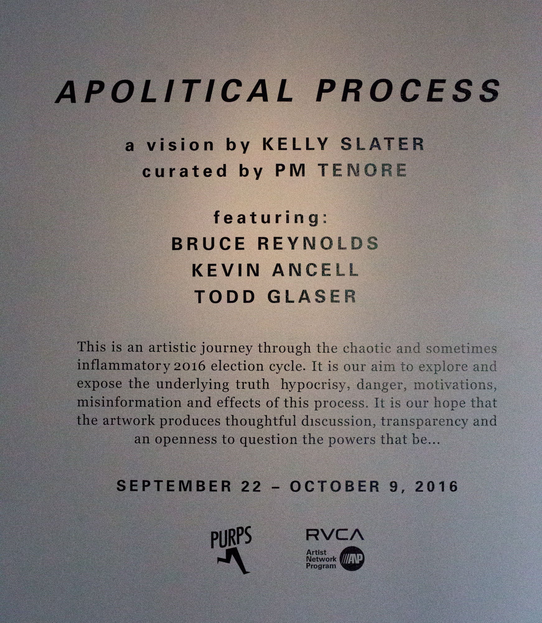 Apolitical Process || A Vision by Kelly Slater || Curated by PM Tenore