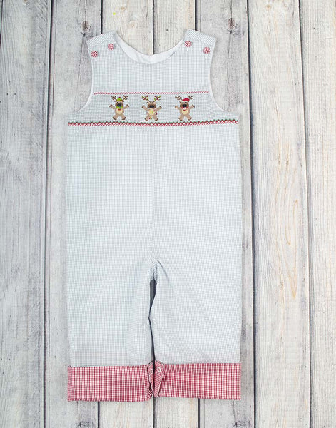 Smocked Reindeer Lights Longall - Boys - Stellybelly - 1