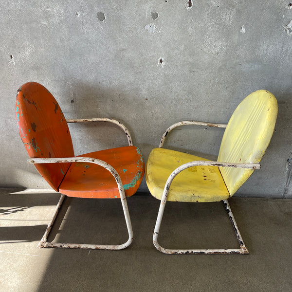 Pair of 1950's Metal Motel Patio Chairs (set 2)