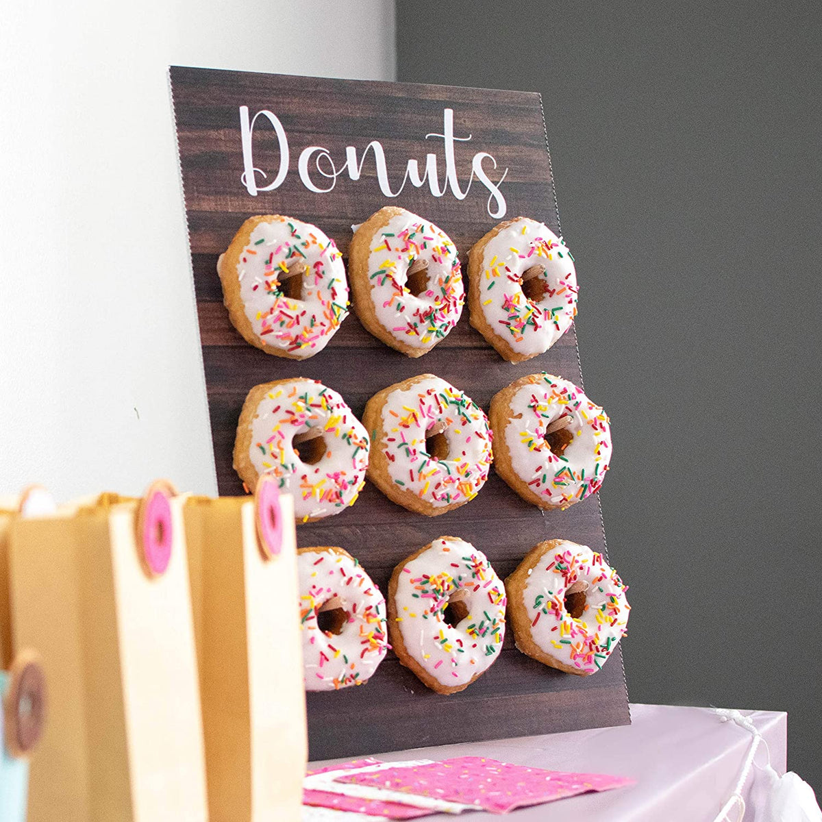 Wooden Donut Display Stand Donut Wall Stand Gift DIY Practical Decoration Stand 