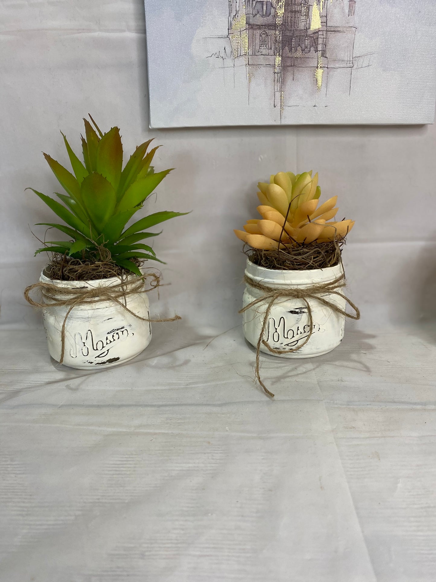 Faux Succulent Mason Jars