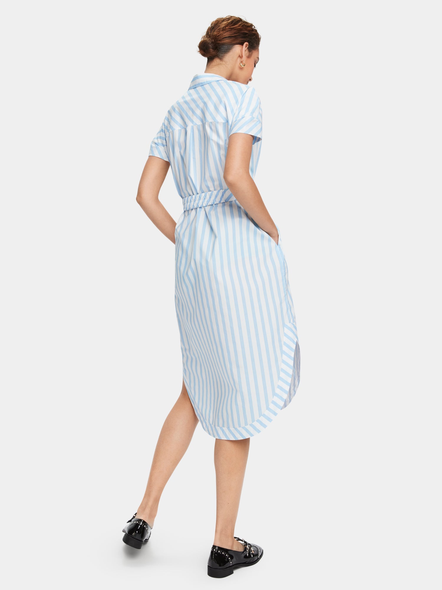 100% cotton short sleeve belted shirt dress - Scotch & Soda