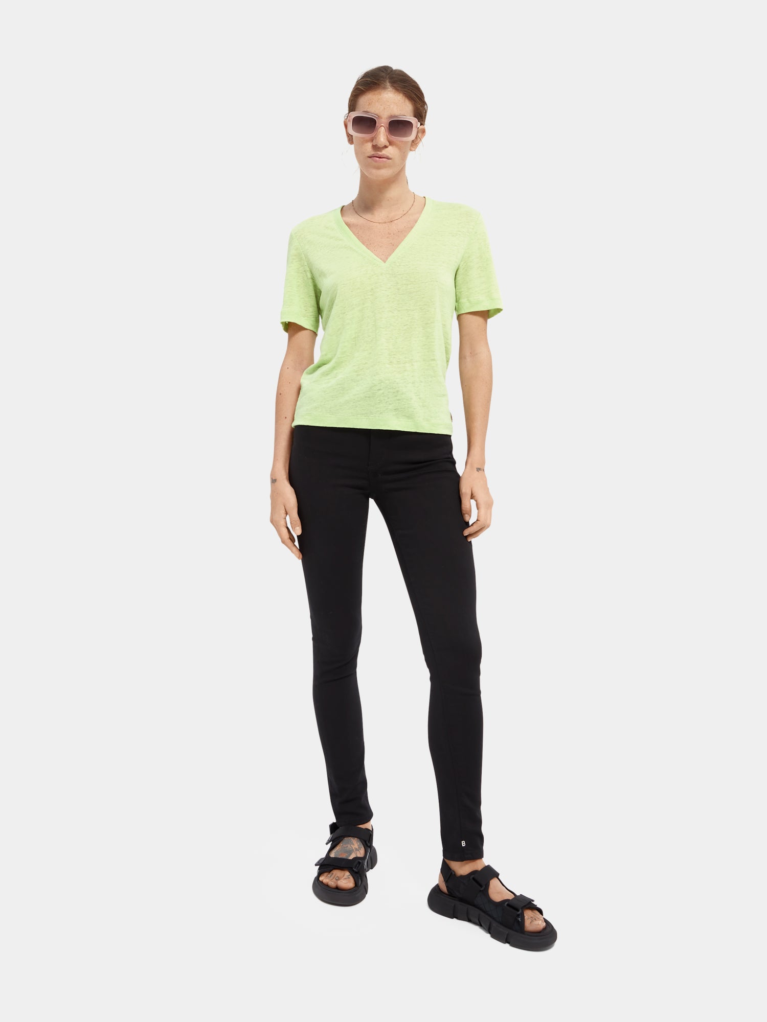 V-neck linen T-shirt - Scotch & Soda