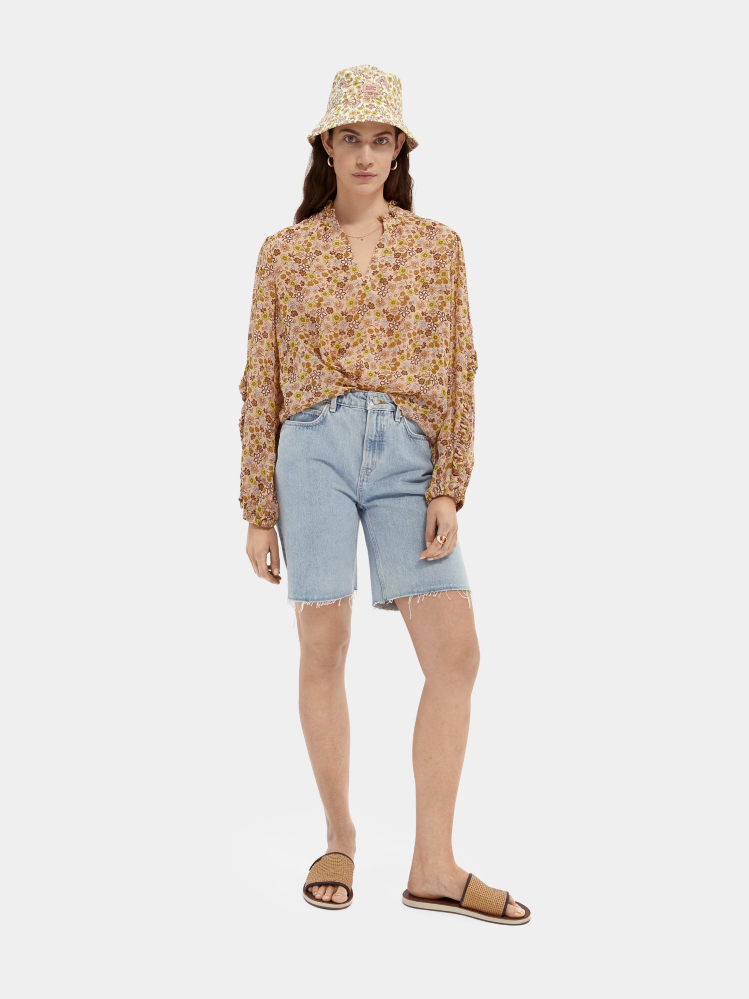 Ruffled & printed viscose top - Scotch & Soda