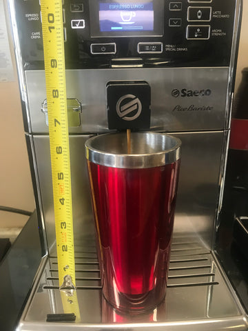 Travel mug being used as the cup with Superautomatic Espresso Machine