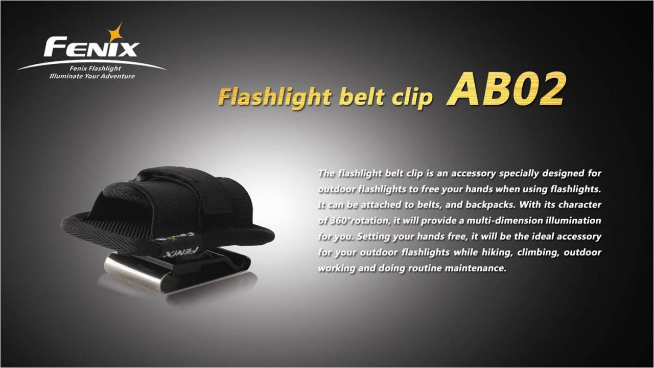 Fenix AB02, Fenix Flashlight Holster, 360 Degree Rotatable Flashlight Holder, Belt Clip