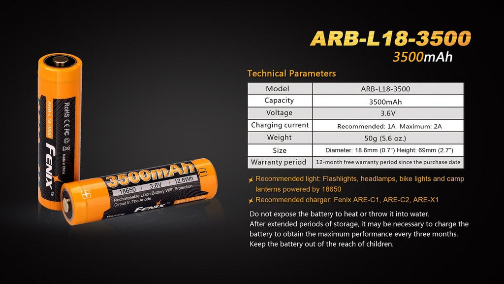 18650 Battery in India, BIS Approved Fenix 18650 ARB-L18-3500mAh India, BIS Certified