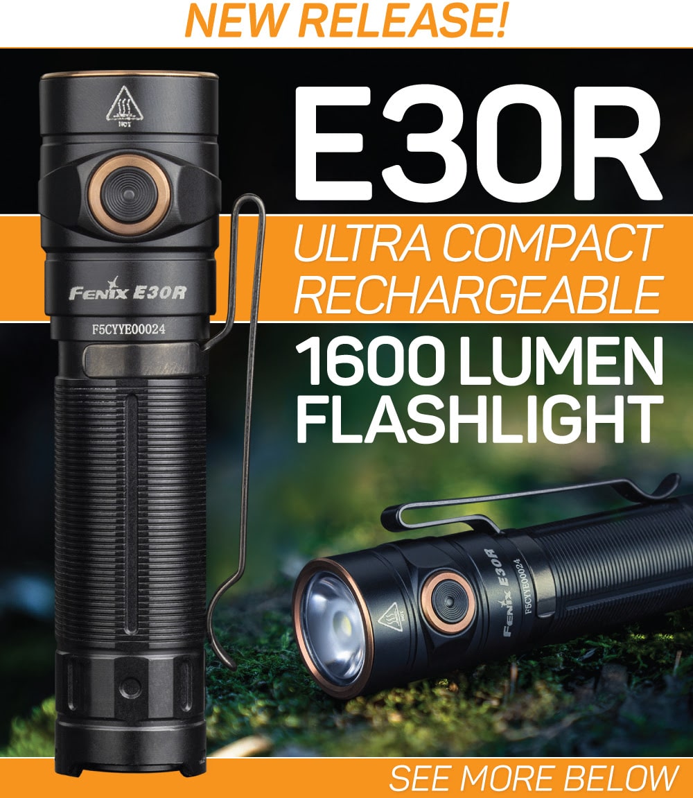 Fenix E30R Rechargeable LED Flashlight, E30R powerful new torch with 1600 Lumens, pocket size EDC Work Light