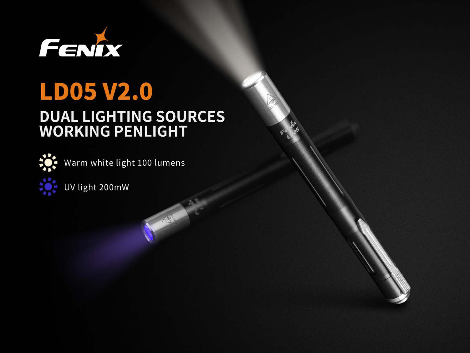 Fenix LD05 V2.0, Compact Lightweight Pen Size Torch in India, White and UV LED Pocket size Flashlight, Designed for Doctors and Work EDC Uses