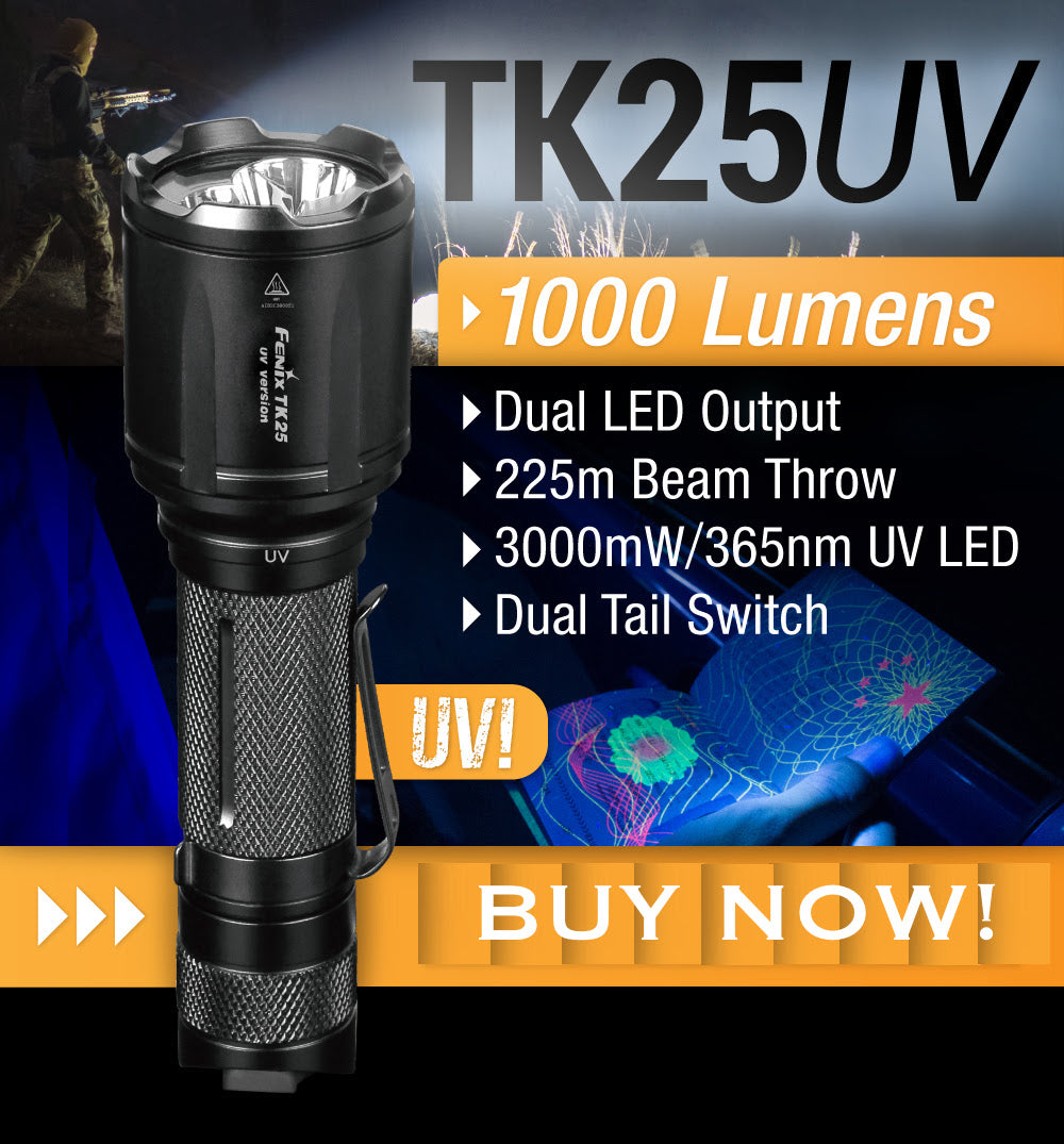 Fenix TK25UV Ultra Violet LED Flashlight, White + UV Light, Tactical LED Flashlight in India, Law Enforcement Policing Torch