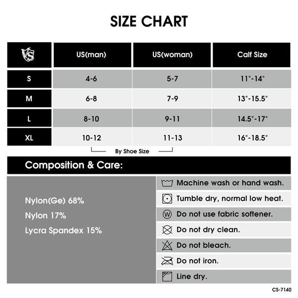 compression socks size chart