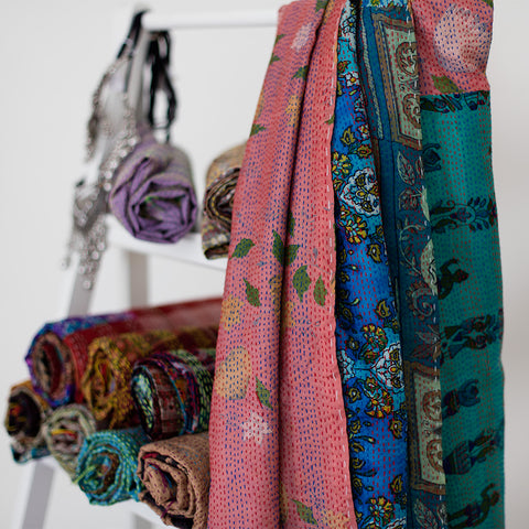 Kantha silk scarf at The Hues of India