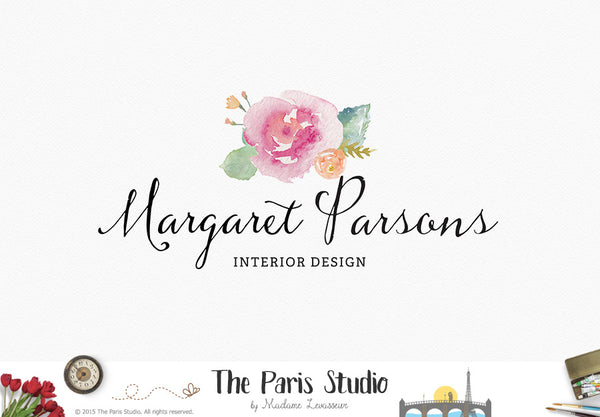 Simple Watercolor Flower Logo Design