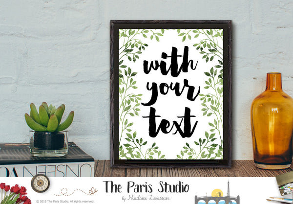Custom Watercolor Floral Art Print - Custom Quote Design
