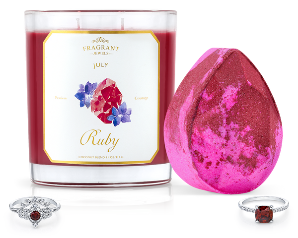 Ruby - July Birthstone Collection - Candle and Bath Bomb Set