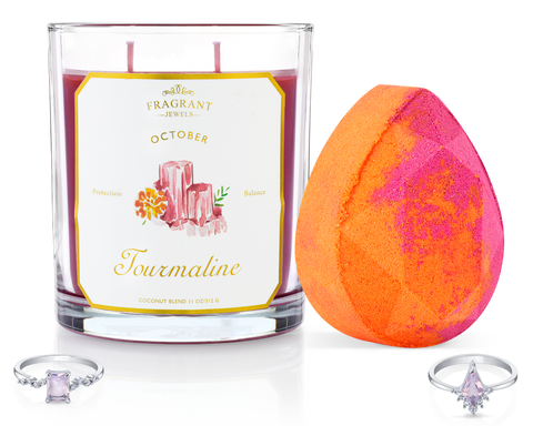 Tourmaline - October Birthstone Collection - Candle and Bath Bomb Set - Inner Circle