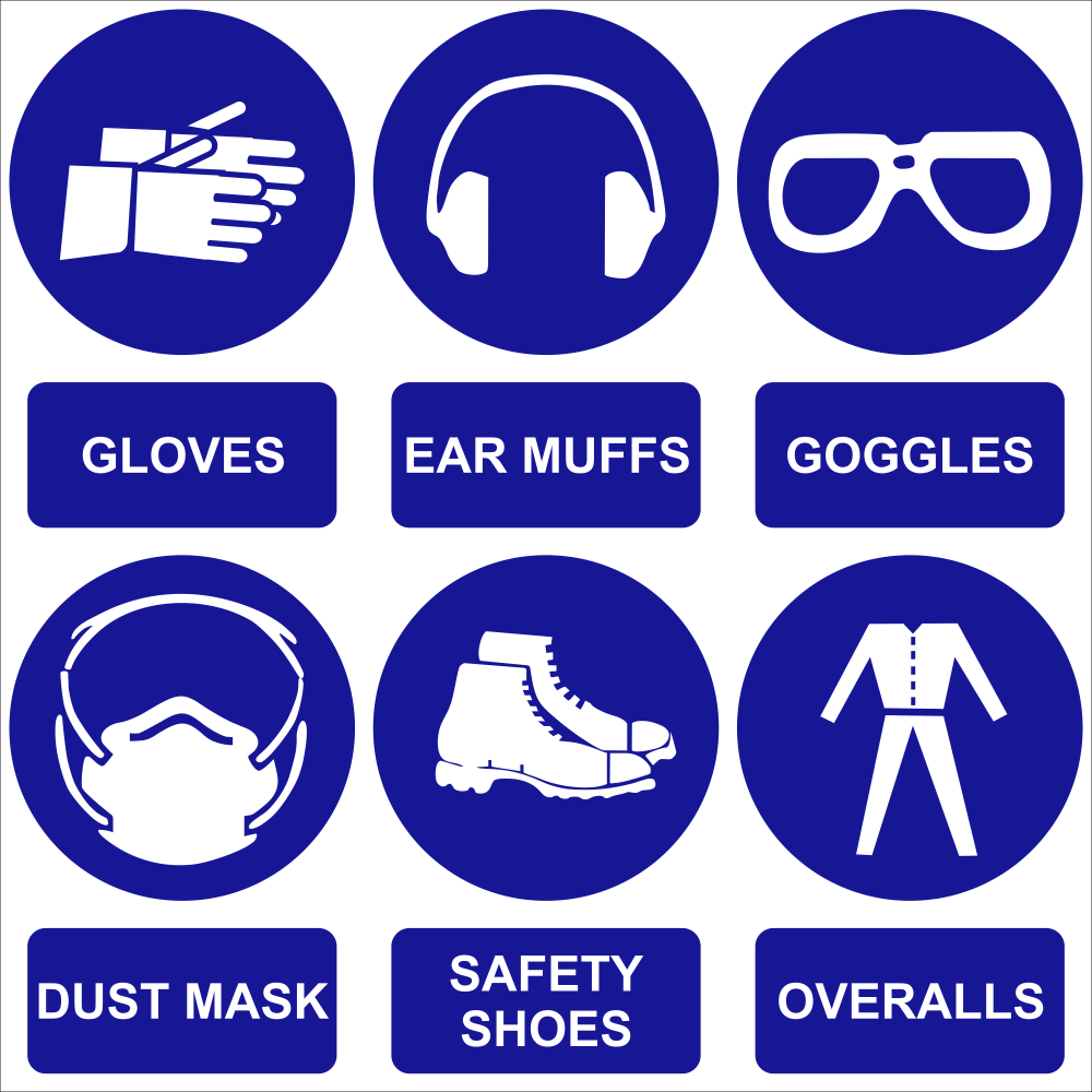 PPE Pictures with words safety sign (M100) Safety Sign Online