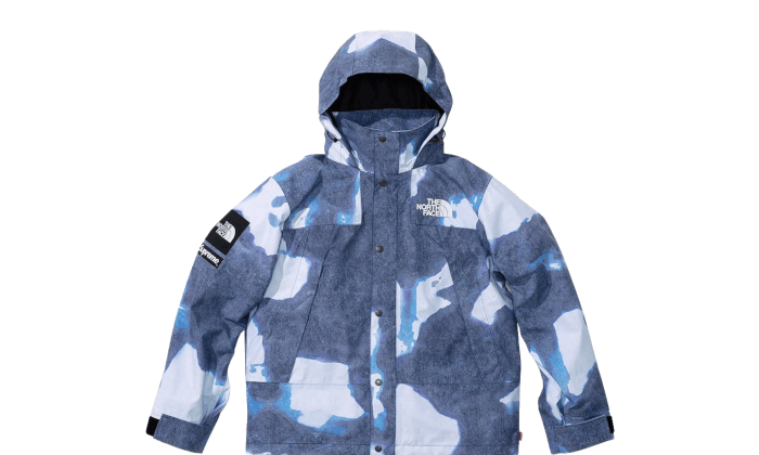 Supreme The North Face Bleached Denim Print Mountain Jacket Blue