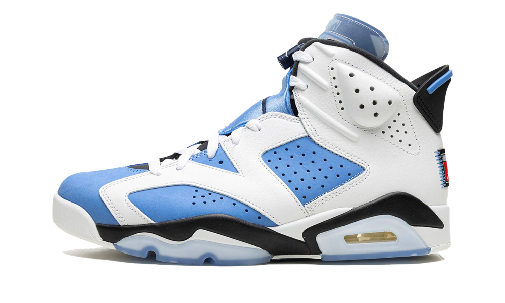 white and blue jordans 6