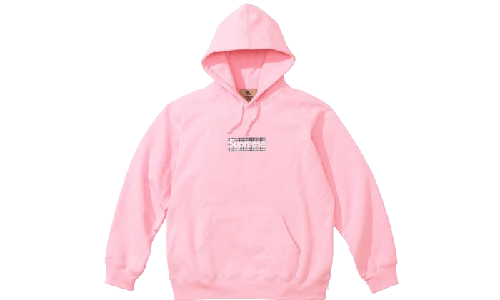 Supreme Burberry Box Logo Hoodie Pink