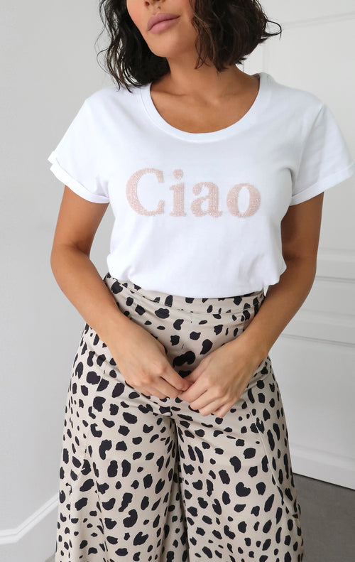 Ciao Beaded Slogan Tee