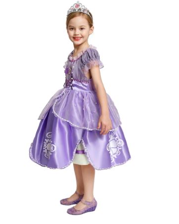 Girls Sophia Princess Cosplay Party Dress Halloween Fancy Costume Size 4-8 Years 