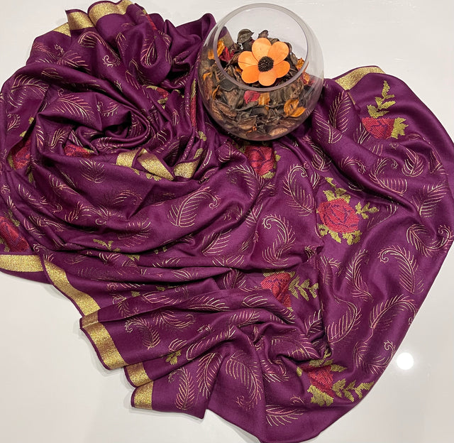 Cross Stitch Pashmina Wool - Eshals Couture